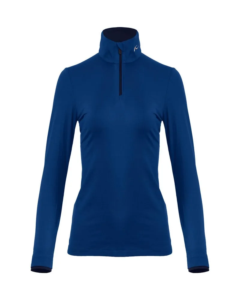 Kjus Damen Skishirt FEEL MIDLAYER HALF ZIP Langarm Royalblau