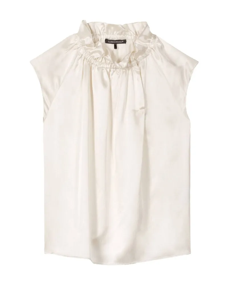 Luisa Cerano Damen Blusentop aus Seide Offwhite