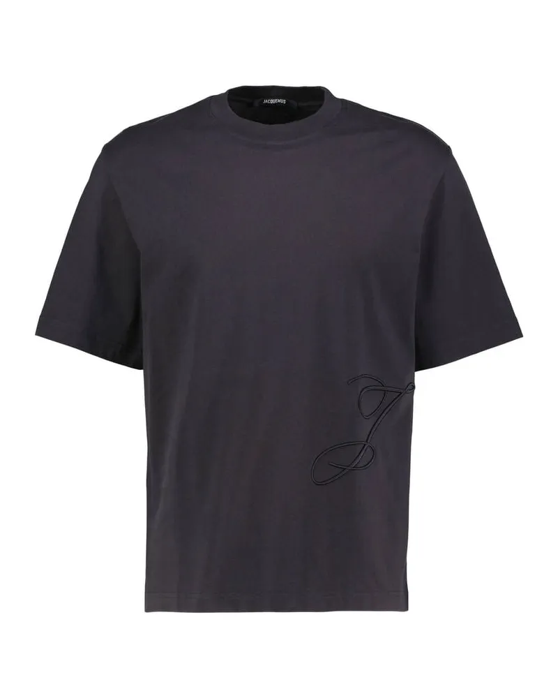 Jacquemus Herren T-Shirt mit gesticktem Monogramm Marine