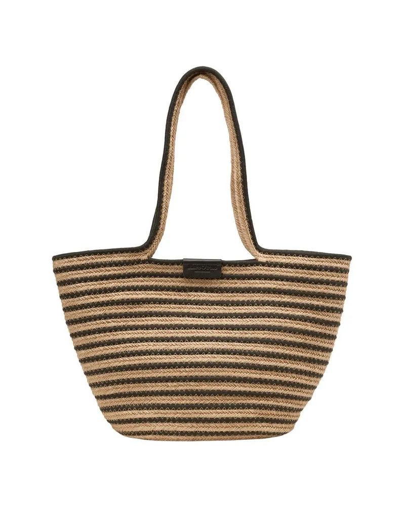 Marc O'Polo Damen Shopper L aus Jute-Baumwolle-Mix Sand