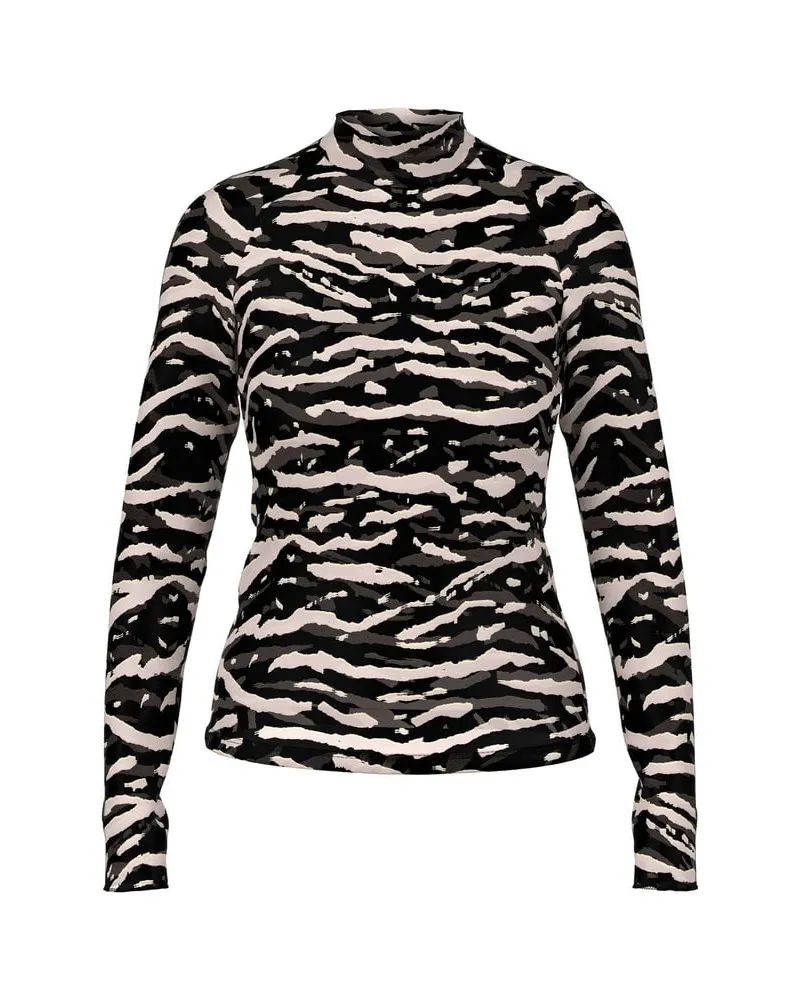 Marc Cain Damen Langarmshirt mit Animal Print Schwarz