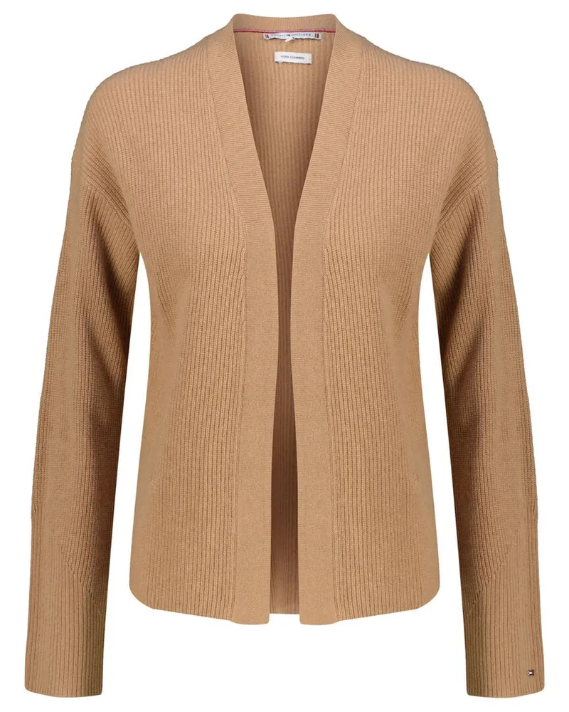 Tommy Hilfiger Damen Strickjacke aus Wolle und Kaschmir WOOL CASH OPEN CARDI Khaki