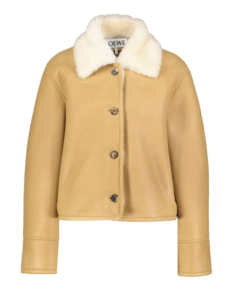 Loewe Damen Lederjacke aus Shearling Camel
