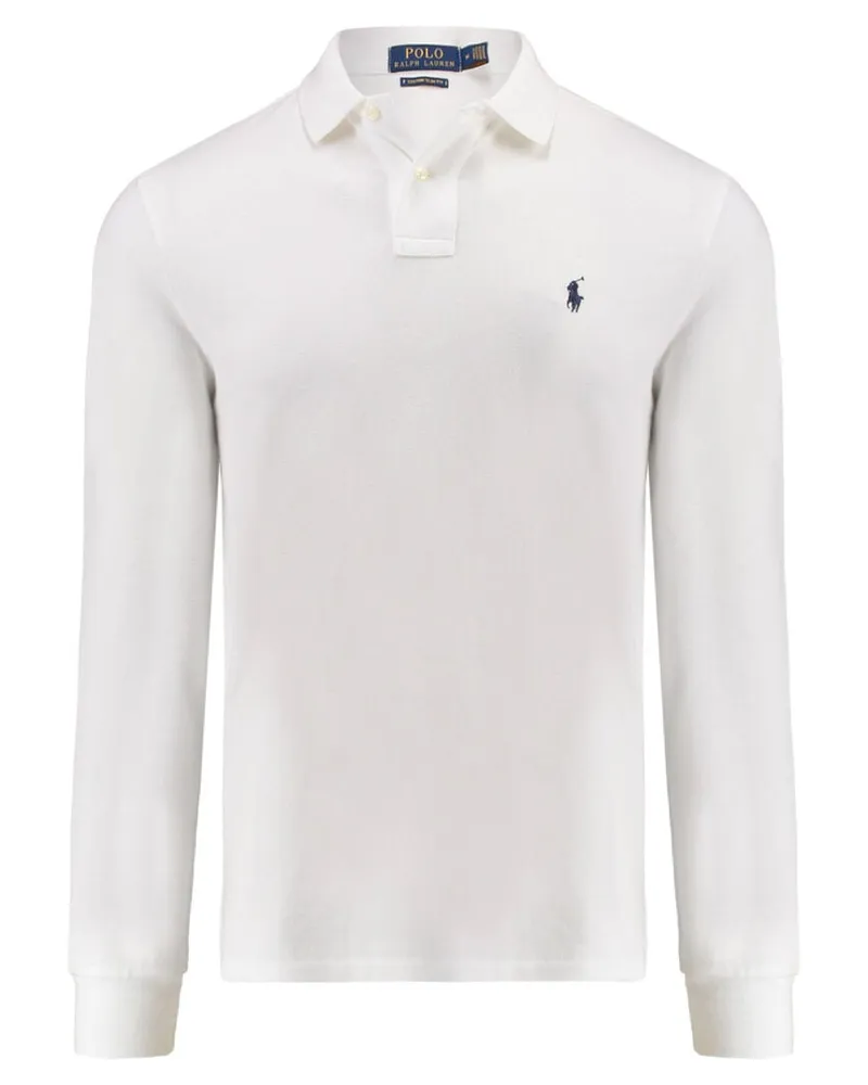 Ralph Lauren Herren Poloshirt Custom Slim Fit Langarm Weiss