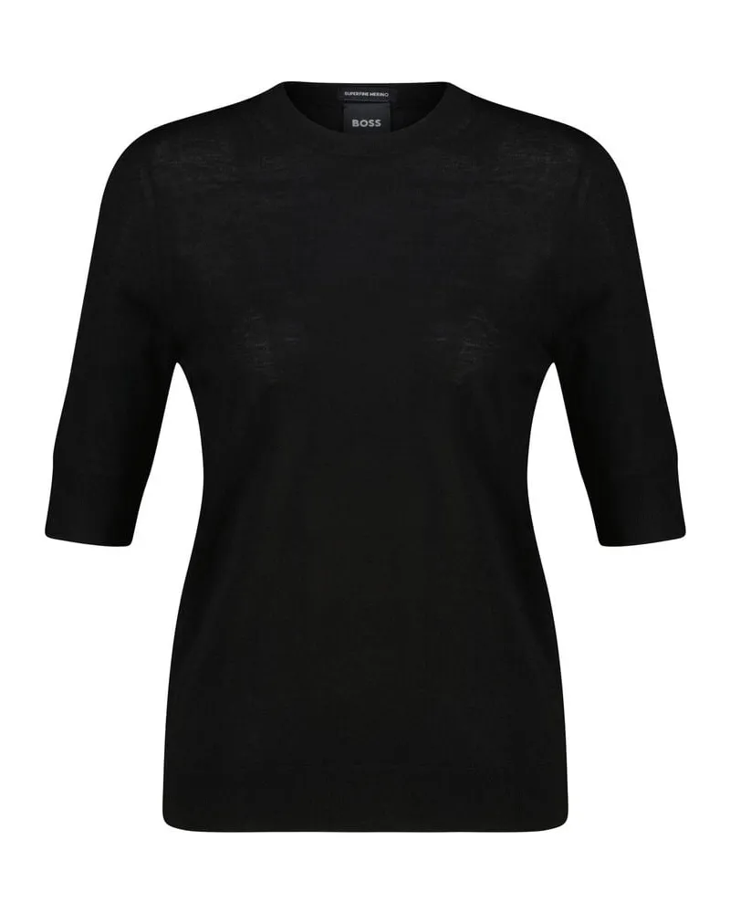 HUGO BOSS Damen Strickpullover aus Schurwolle Schwarz