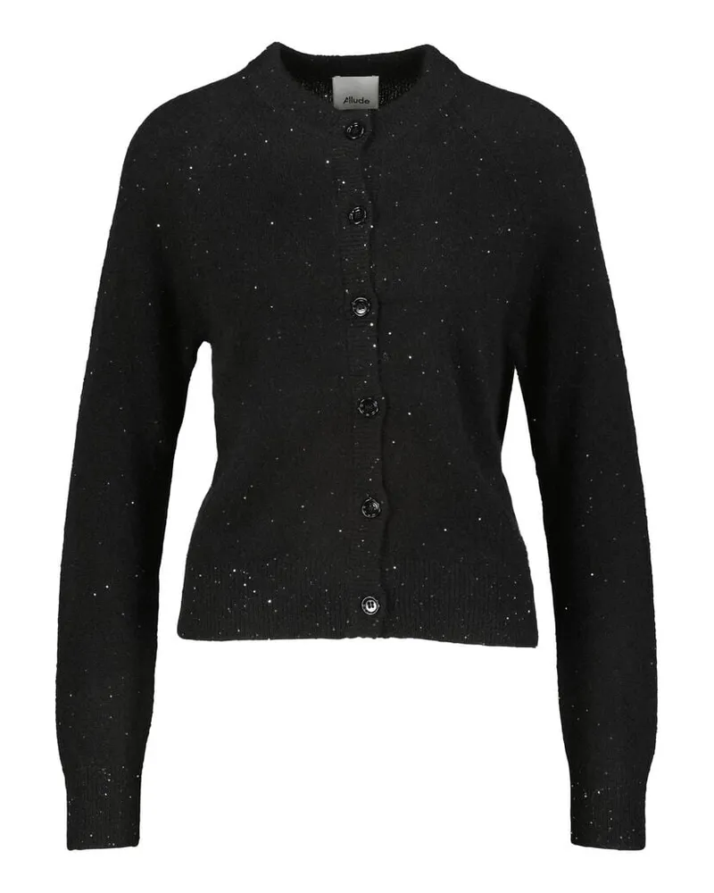 ALLUDE Damen Strickjacke aus Kaschmir und Seide Schwarz