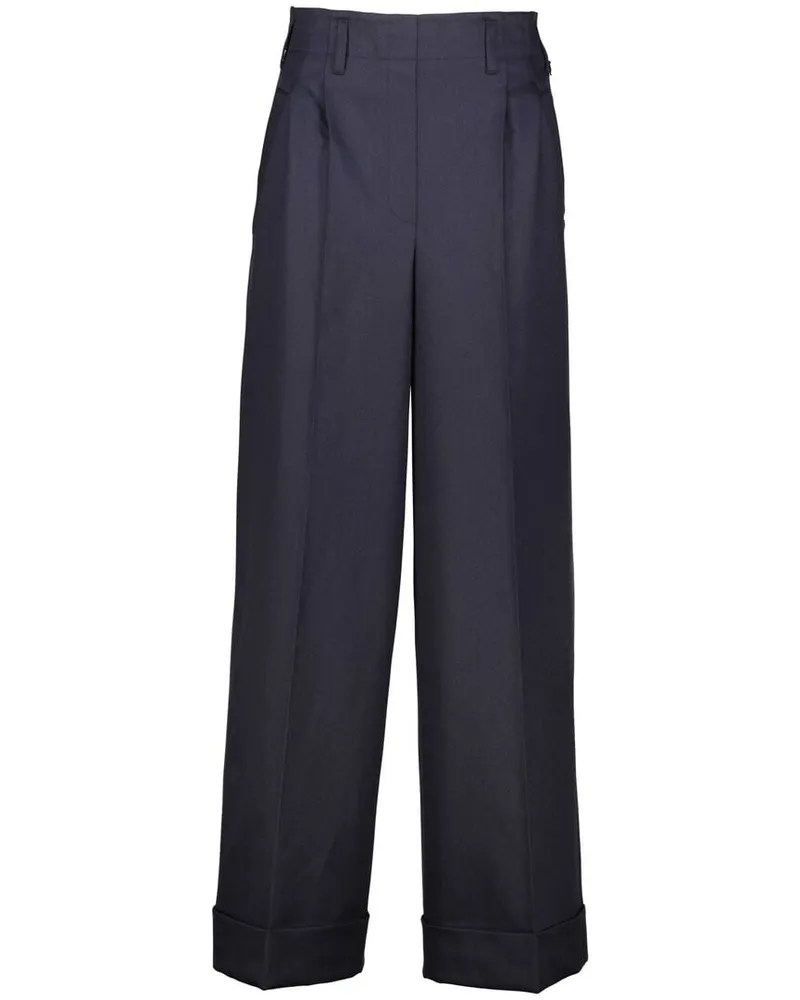 Maison Common Damen Bundfaltenhose MARLENE Blau