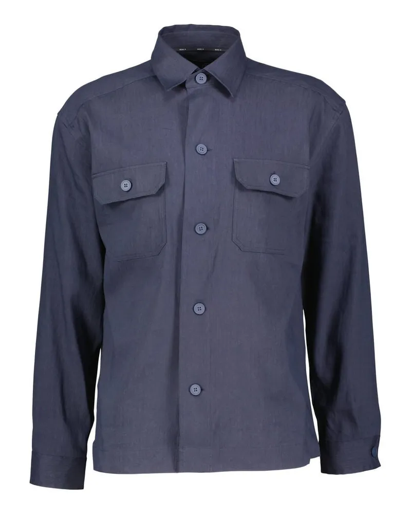 HUGO BOSS Herren Freizeithemd mit Leinen P_COLE_2P_C1_252 Relaxed Fit Marine