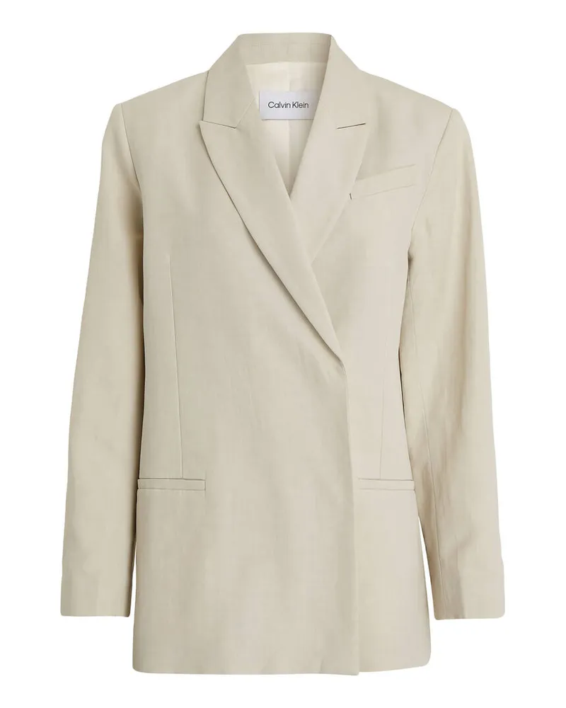 Calvin Klein Damen Blazer mit Leinen LINEN TAILORED RELAXED BLAZER Sand