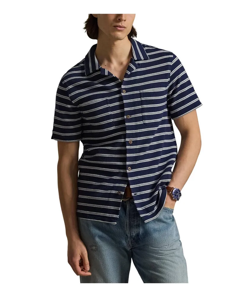 Ralph Lauren Herren Strickhemd aus Baumwollmix Navy