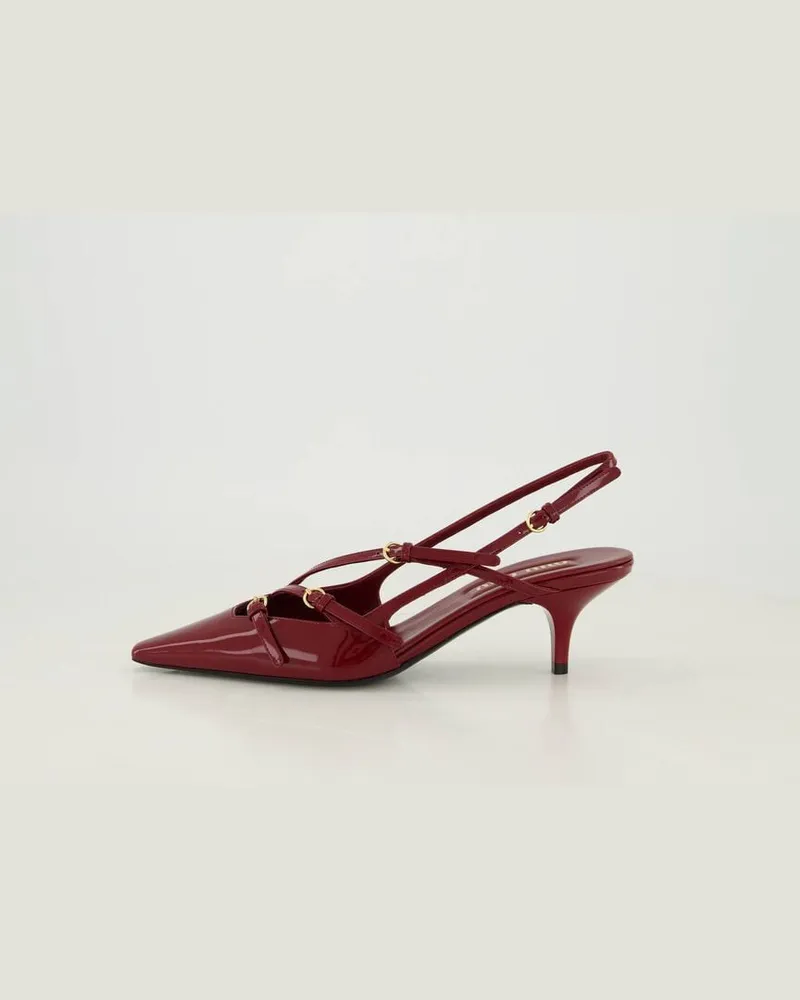 Miu Miu Damen Slingbacks aus Lackleder Bordeaux