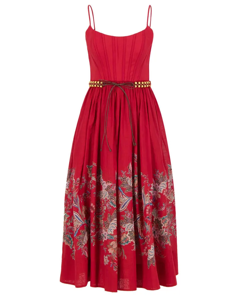 Zimmermann Damen Midikleid RHIANNON CORSET MIDI DRESS Rot