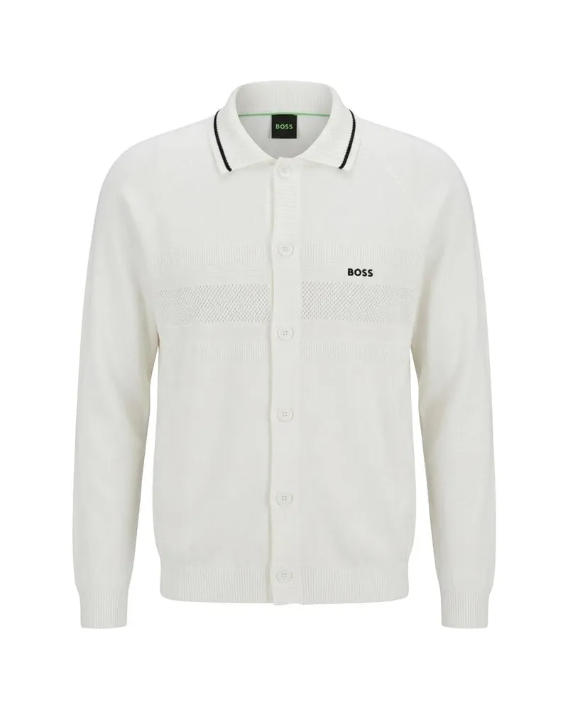 HUGO BOSS Herren Strickjacke KN_MEMBER Weiss