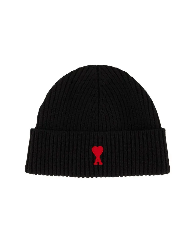 AMI Paris Strickmütze aus Wolle AMI DE COEUR Schwarz
