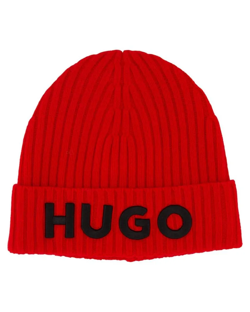 HUGO BOSS Strickmütze UNISEX aus Schurwolle Pink