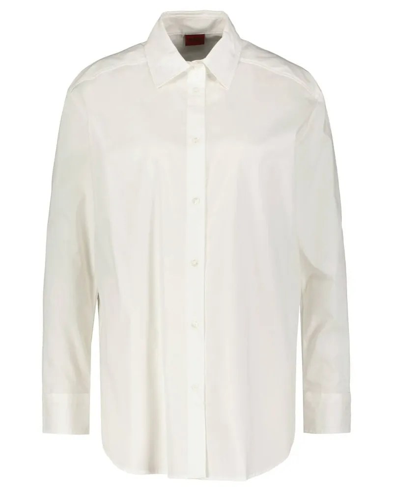 HUGO BOSS Damen Bluse THE BOYFRIEND SHIRT Oversize Fit Weiss