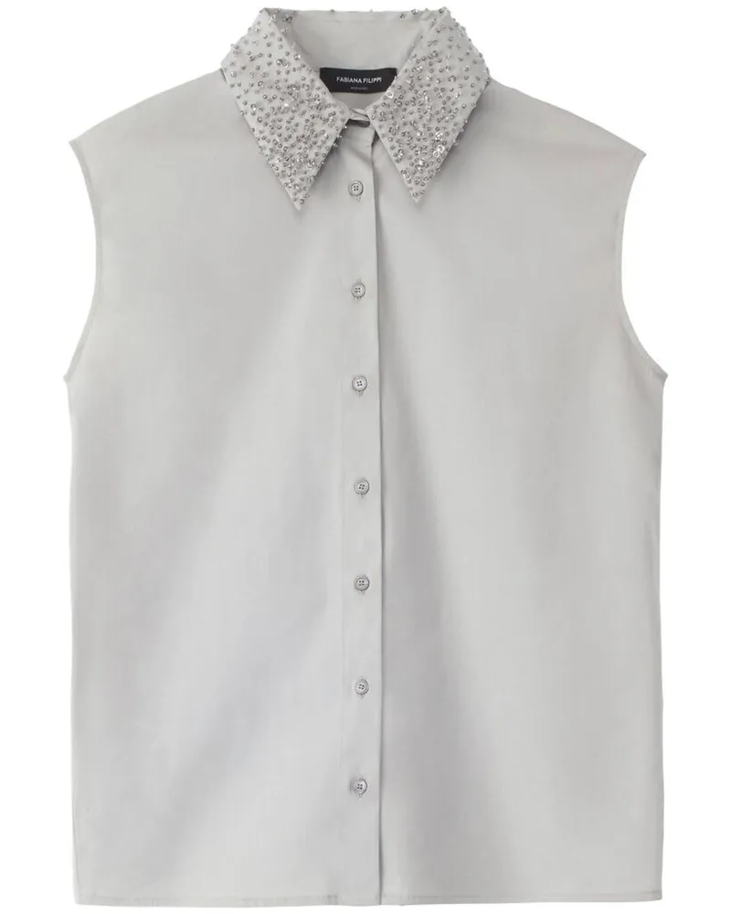 Fabiana Filippi Damen Bluse aus Popeline Grau