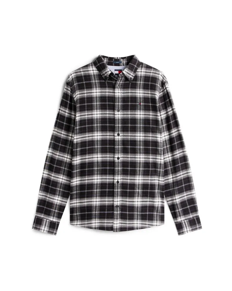 Tommy Hilfiger Herren Hemd TJM REG FLANNEL CHECK SHIRT Regular Fit Schwarz