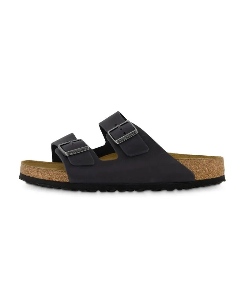 Birkenstock Herren Pantoletten ARIZONA SFB LEOI aus Leder Schwarz