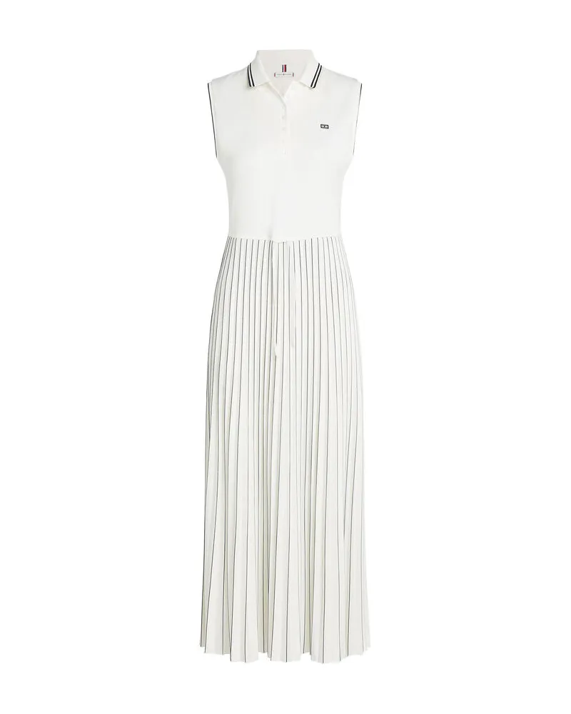 Tommy Hilfiger Damen Polokleid mit Falten Offwhite