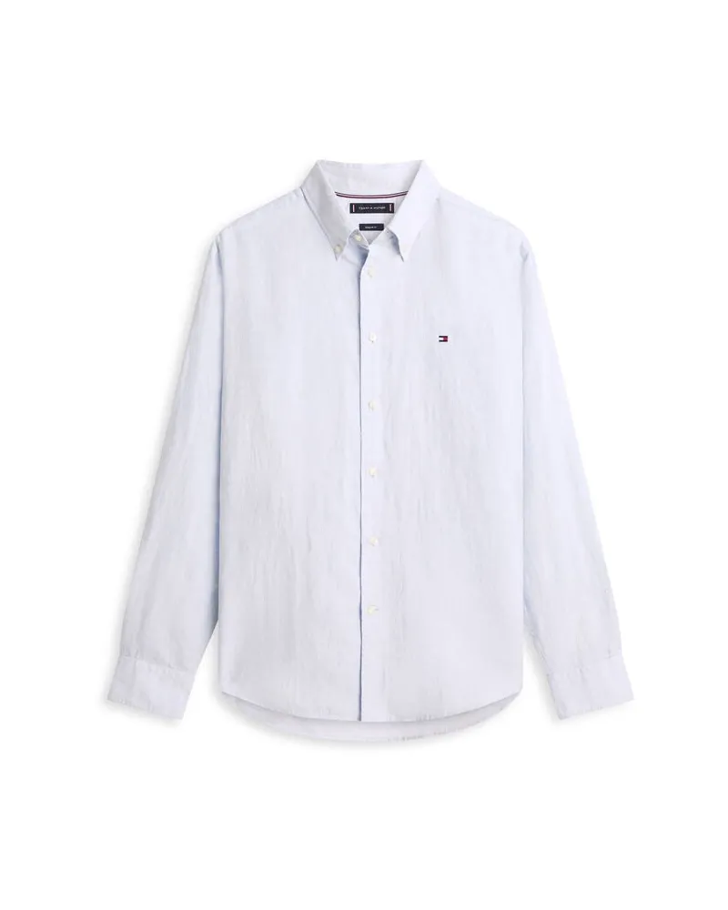 Tommy Hilfiger Herren Hemd aus Leinen-Mix Bleu
