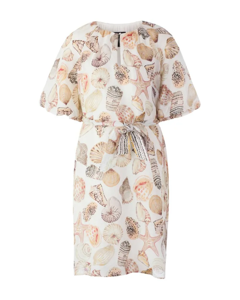 Marc Cain Damen Minikleid aus Leinen-Seiden-Mix Weiss