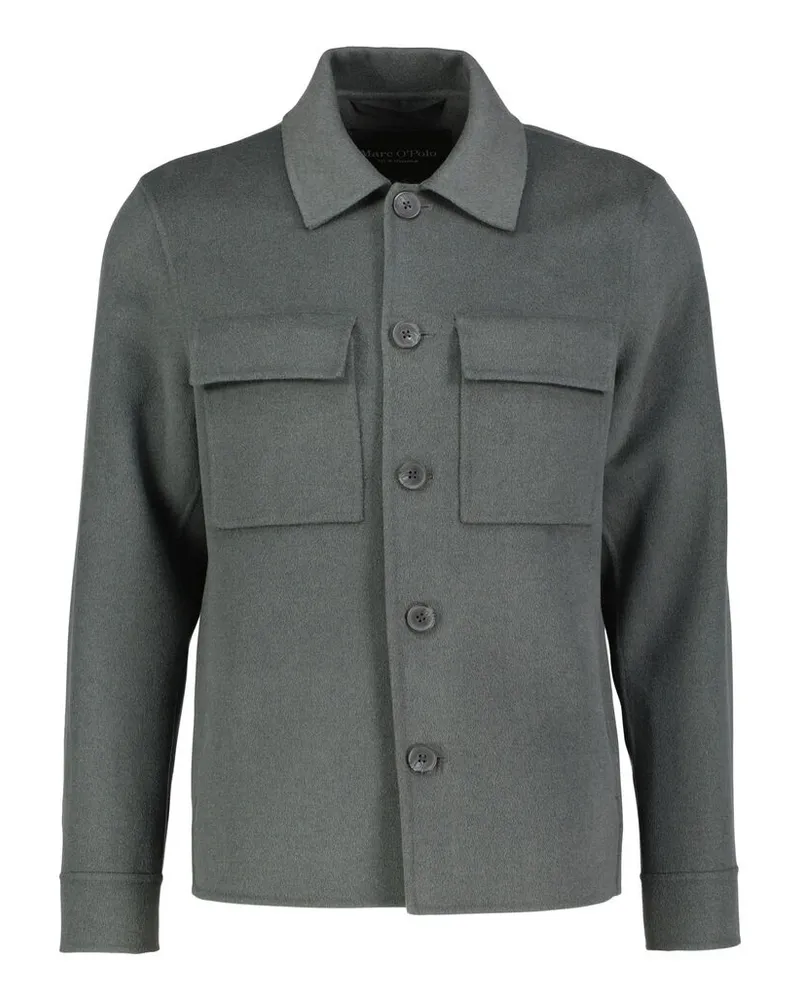 Marc O'Polo Herren Hemdjacke mit Recycling-Wolle Oliv