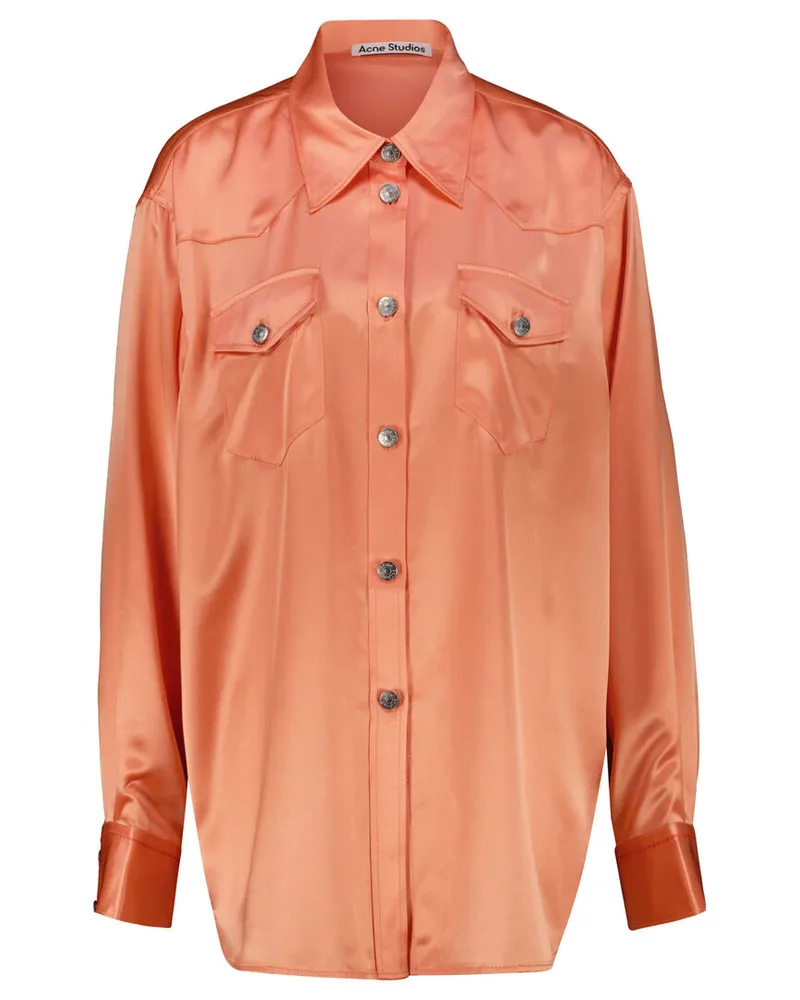 Acne Studios Damen Satinbluse Langarm Pink