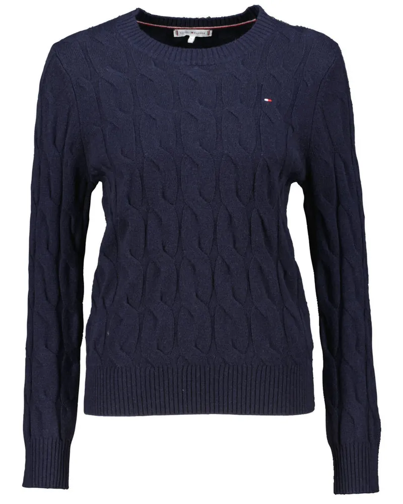 Tommy Hilfiger Damen Strickpullover aus Wolle mit Zopfmuster Blue