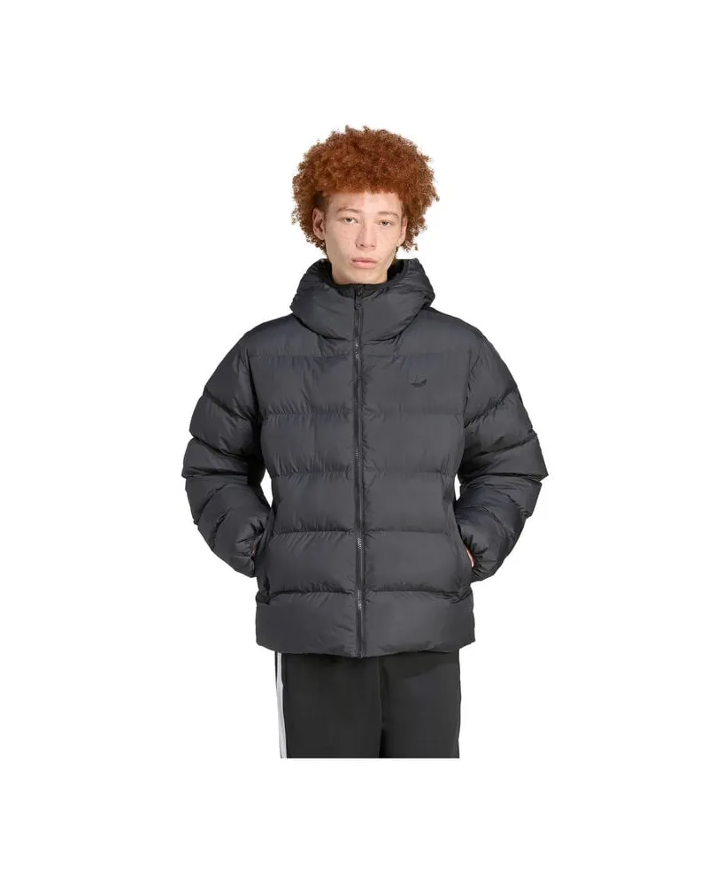 adidas Herren Steppjacke mit Kapuze TONAL HOODED PUFFER Schwarz