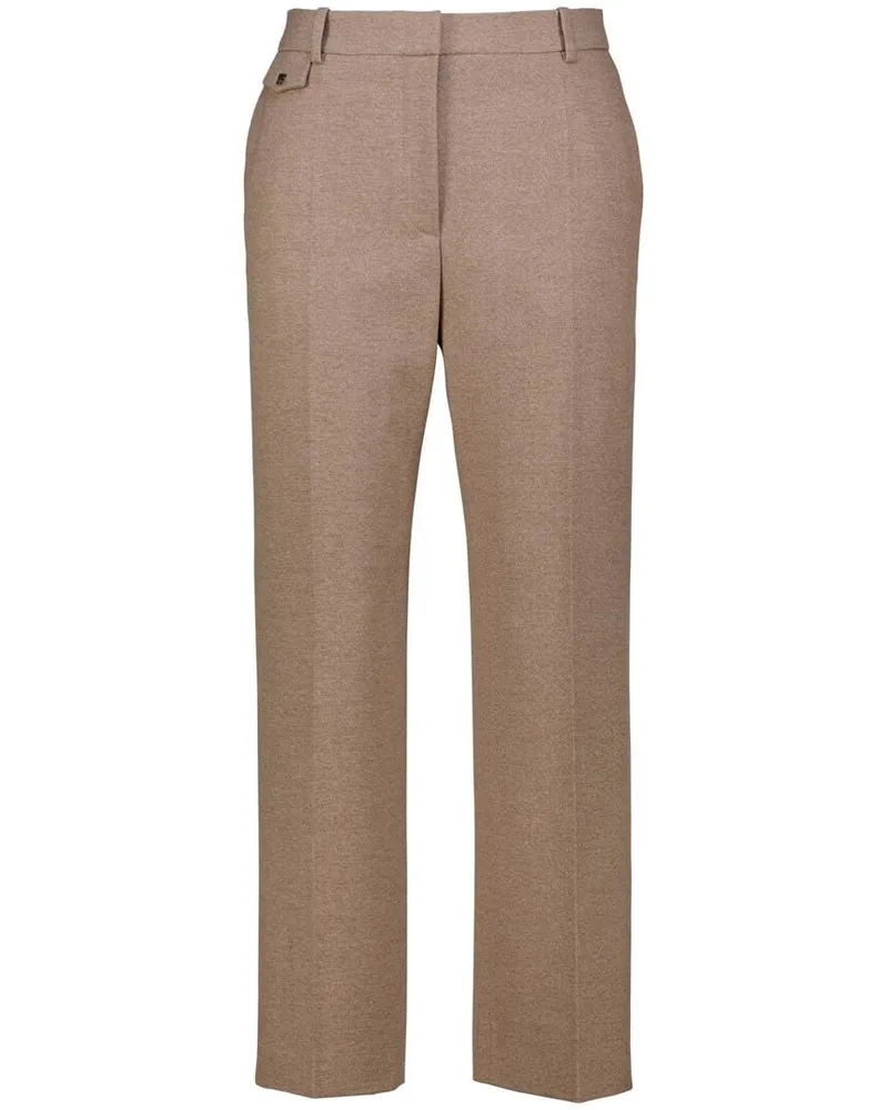 HUGO BOSS Damen Businesshose mit Bügelfalten HENORE Relaxed Fit Braun