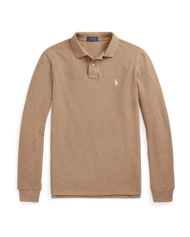 Ralph Lauren Herren Poloshirt Custom Slim Fit Langarm Beige