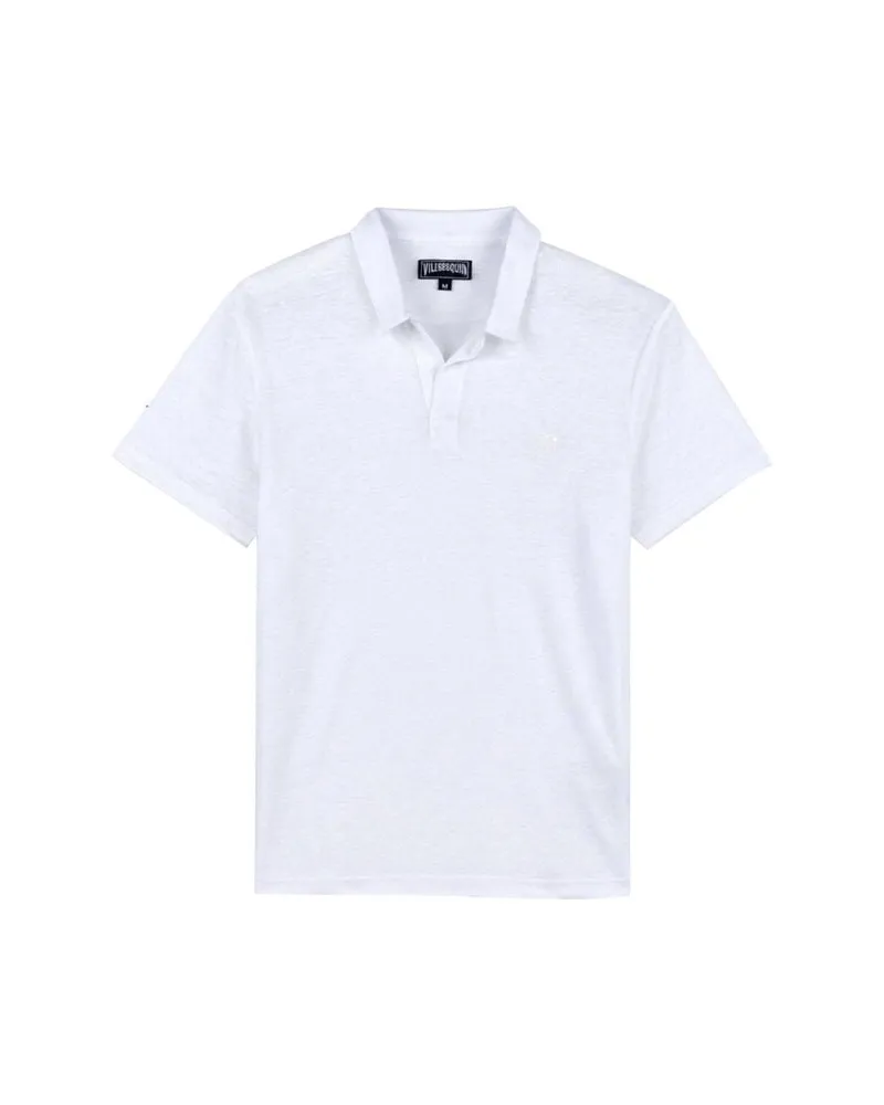 Vilebrequin Herren Poloshirt PYRAMID aus Leinen Weiss