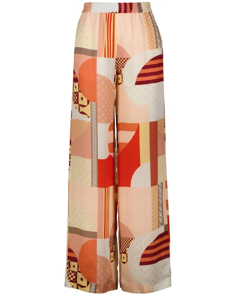 Fendi Damen Hose aus Seide Rot