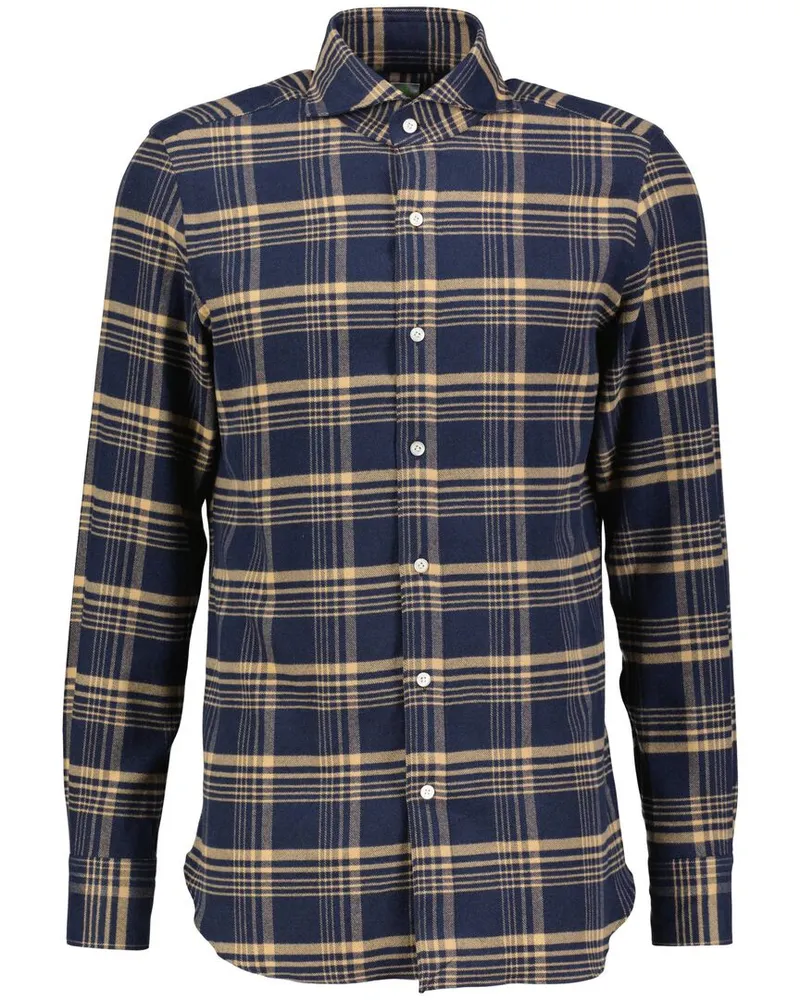 Finamore 1925 Herren Flanellhemd TOKYO-SERGIO-Z Marine