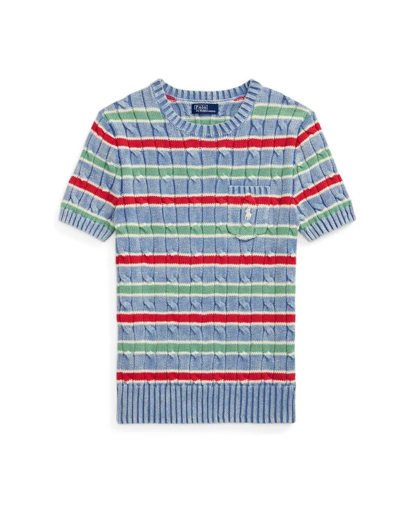 Ralph Lauren Damen Kurzarmpullover aus Baumwolle Bleu