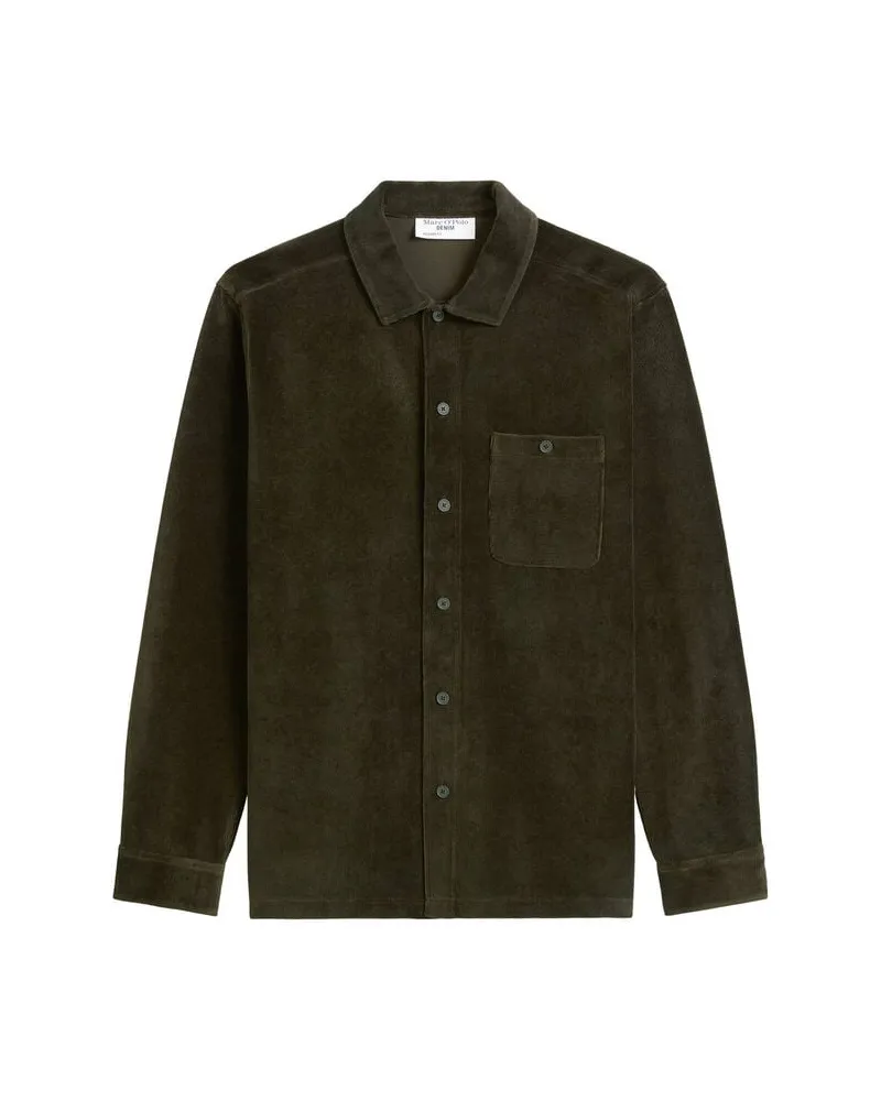 Marc O'Polo Herren Hemd JERSEY SHIRTS LSL Relaxed Fit aus Biobaumwolle Oliv