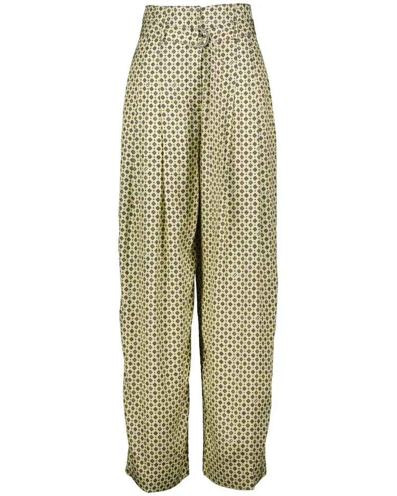Tommy Hilfiger Damen Hose CURVE mit Gürtel Relaxed Fit Gelb