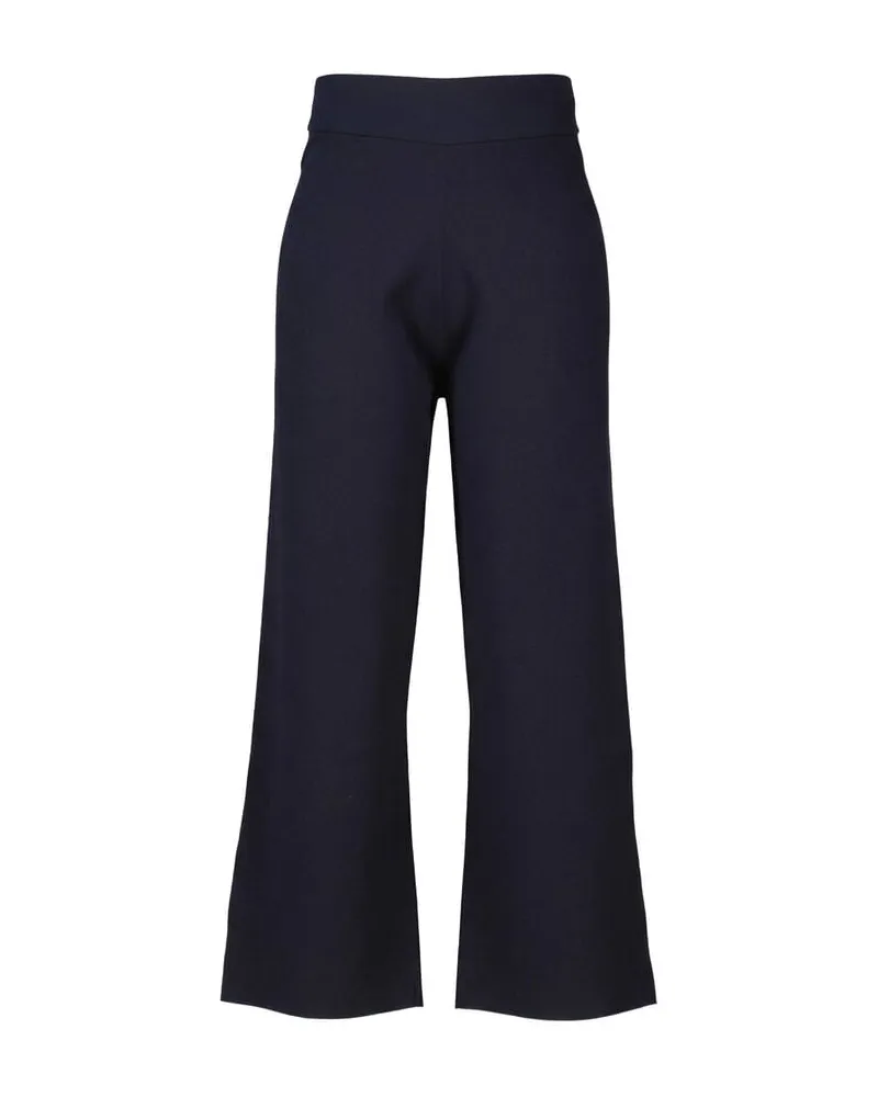 ALLUDE Damen Marlenehose aus Baumwoll-Seiden-Mix Marine