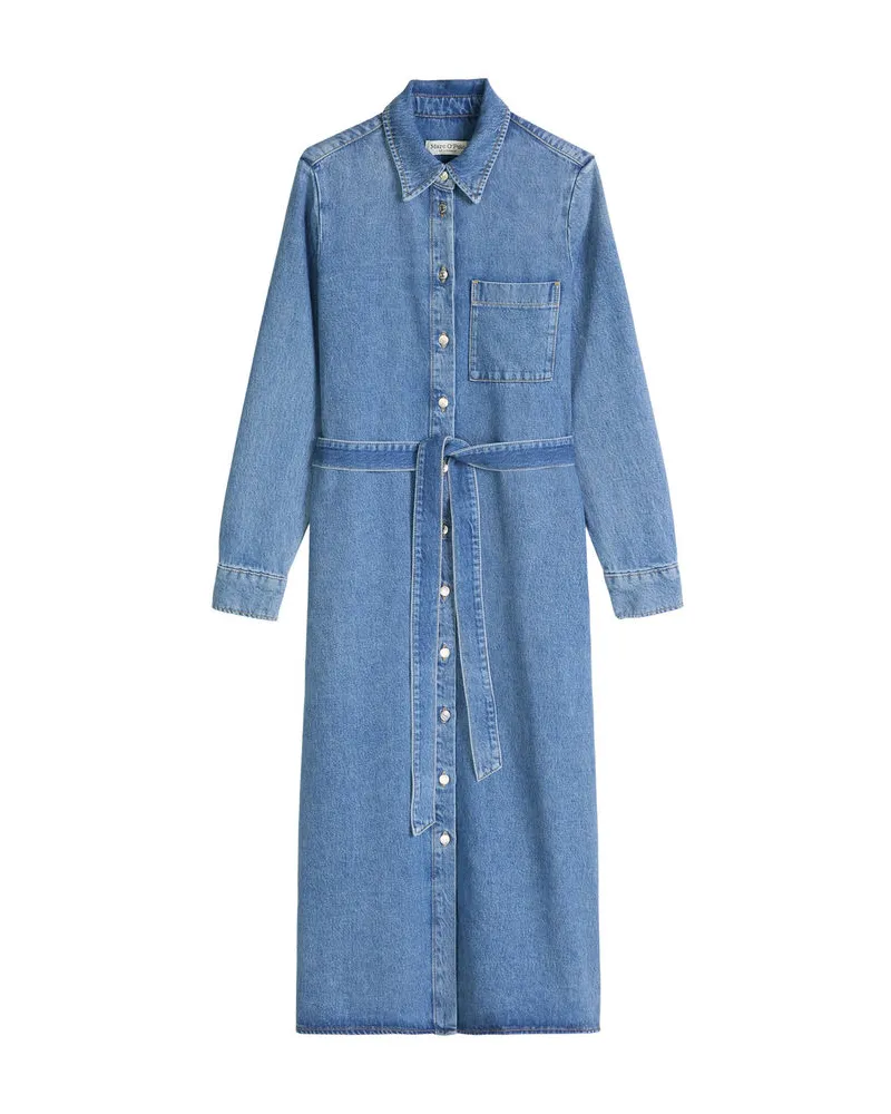Marc O'Polo Damen Jeanskleid mit Bindegürtel Blue