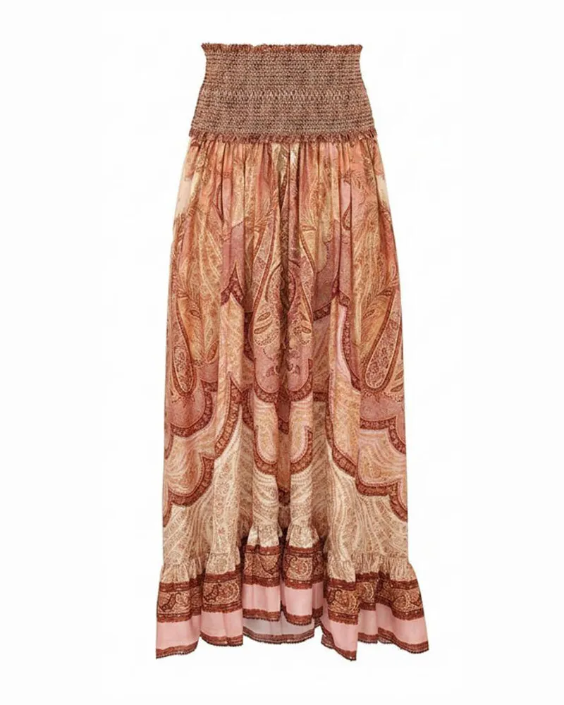 Zimmermann Damen Seidenrock WANDERLUST FRILL Maxi Bordeaux