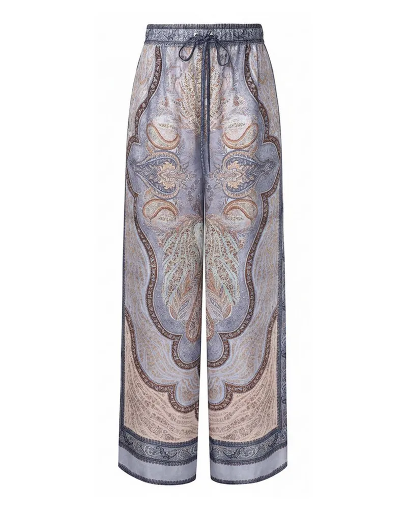 Zimmermann Damen Seidenhose WANDERLUST Relaxed Fit Blau