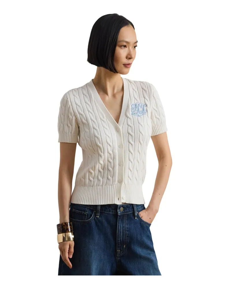 Ralph Lauren Damen Strickjacke aus Baumwolle Weiss