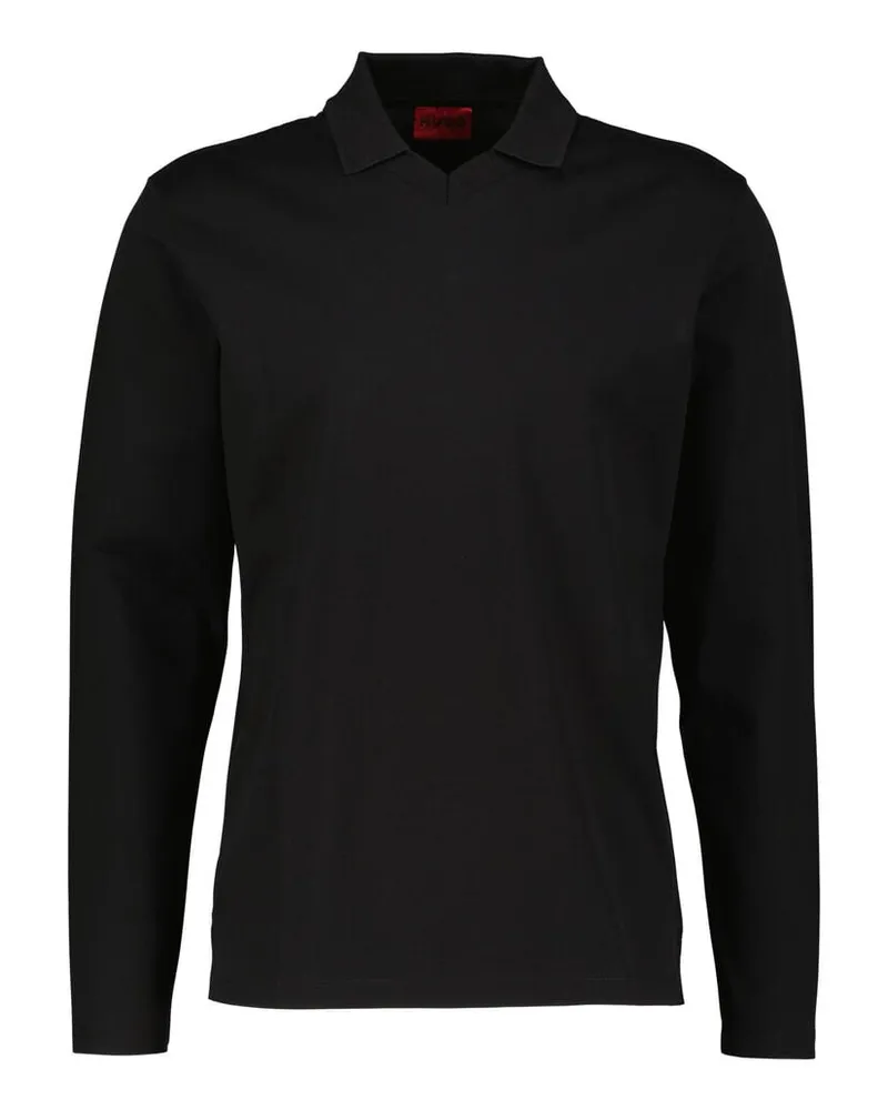 HUGO BOSS Herren Longsleeve mit Polokragen DIMERSVELON Schwarz