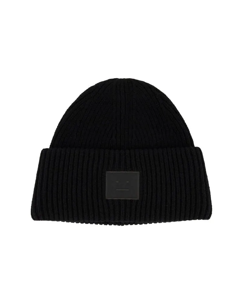 Acne Studios Herren Strickmütze aus Wollle und Yak PANA FACE YAK BEANIE Schwarz