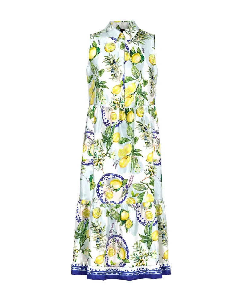 Marc Cain Damen Sommerkleid aus fließender Viskose Weiss