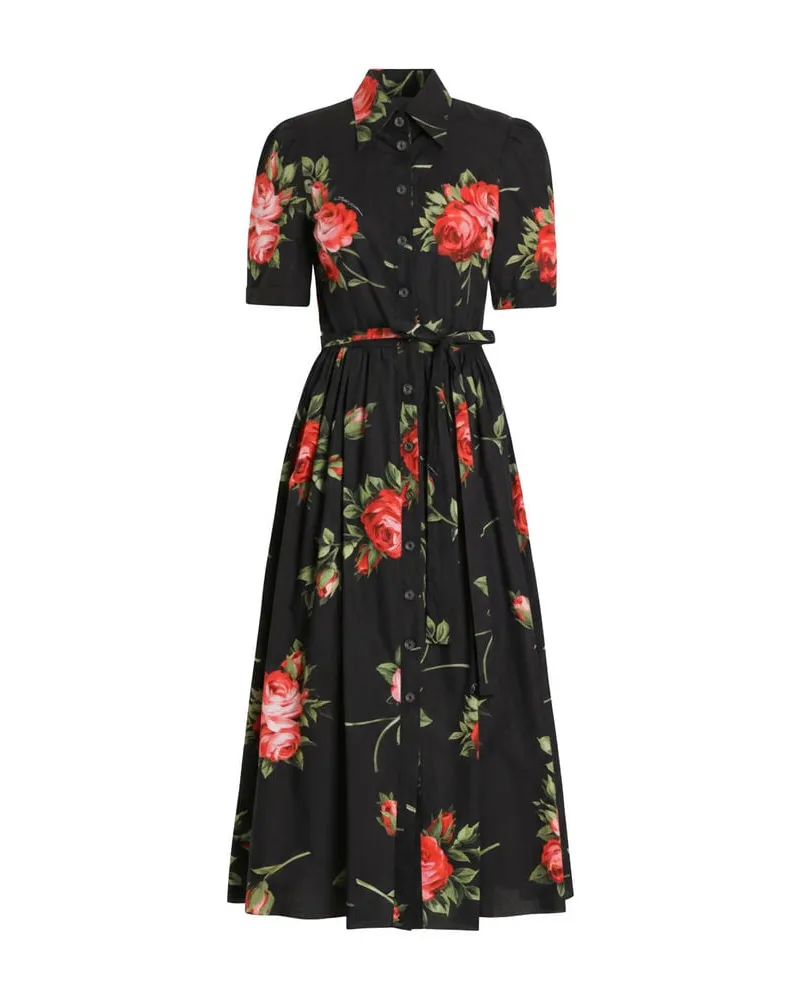 Dolce & Gabbana Damen Hemdblusenkleid aus Popelin Schwarz