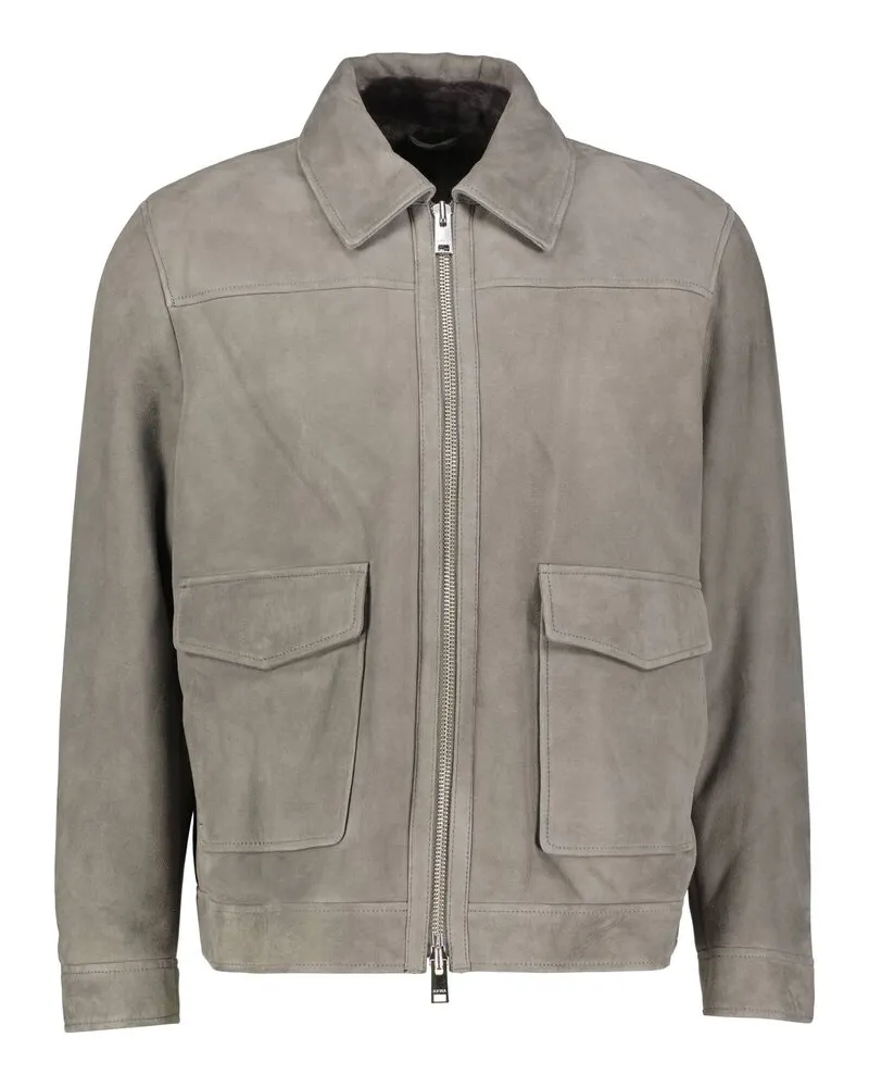 Arma Herren Lederjacke aus Veloursleder mit Lammfell GAREN Grau