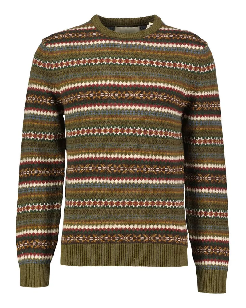 Gant Herren Strickpullover mit Lammwolle FAIR ISLE C-NECK Grün