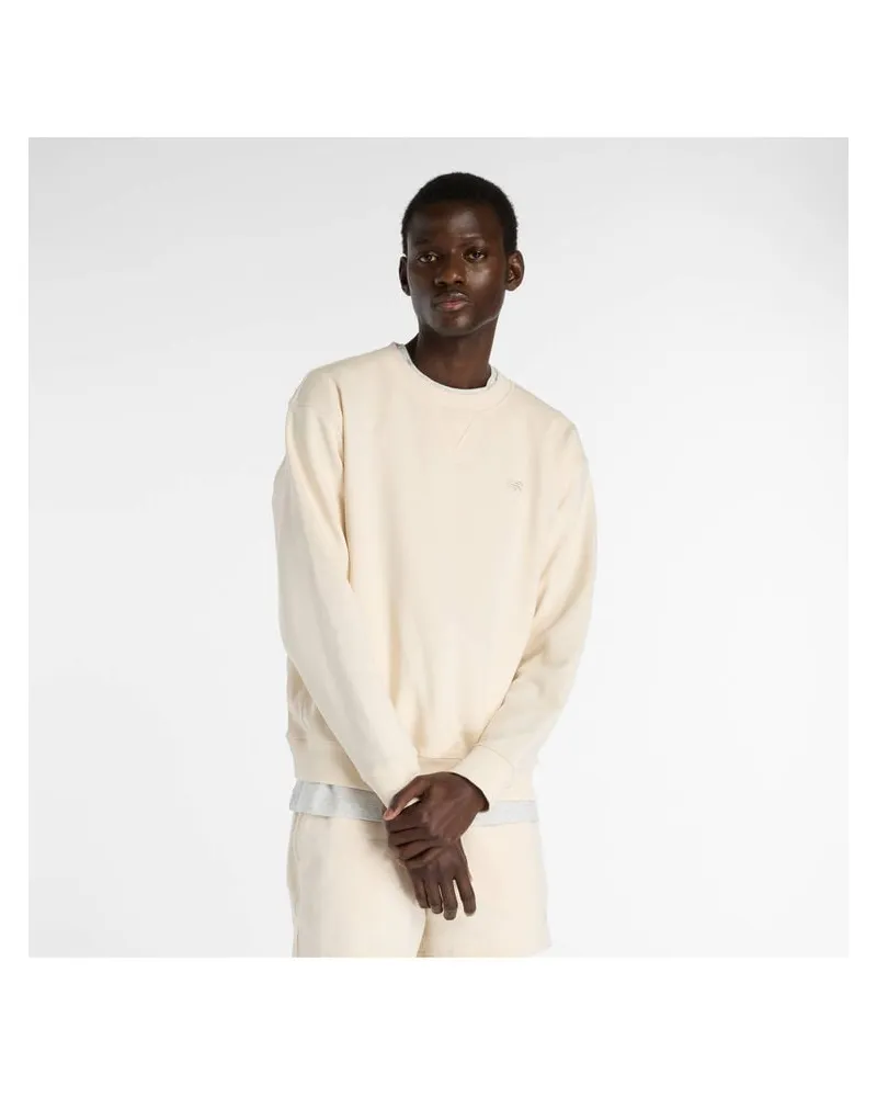 New Balance Herren Sweatshirt aus Baumwolle ATHLETICS FRENCH TERRY CREW Creme